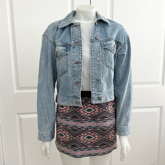 Southwestern Tribal Aztec Print Mini Skirt - Boho American Eagle 00s y2k - Picture 4 of 17